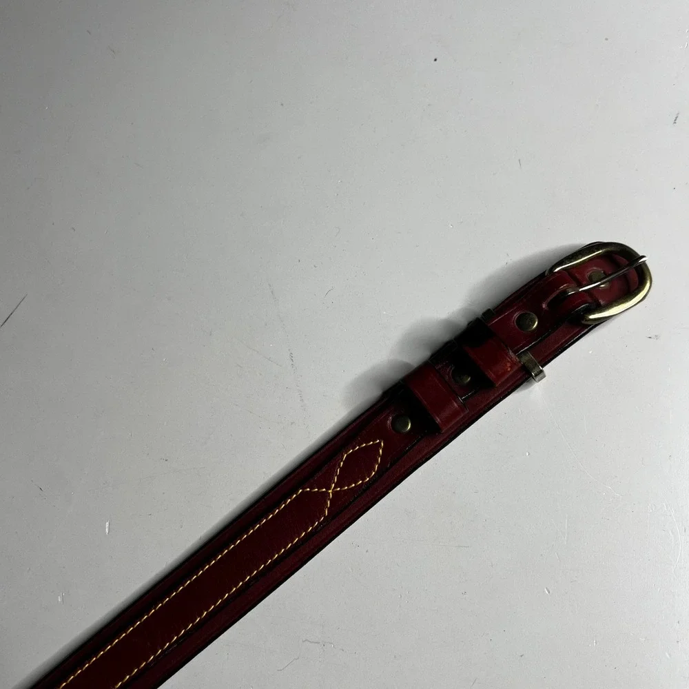 Buckaroo Leather Belts Australia Western Stitched Leather Belt Burgundy 38